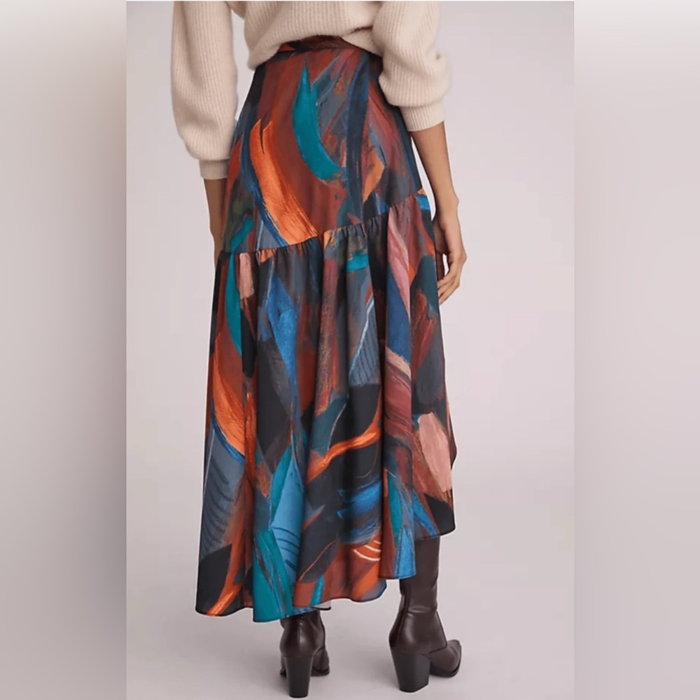 Hutch Anthropologie Multicolor Novelty Print Wrap Maxi Skirt Sz Small Artsy - Picture 2 of 13